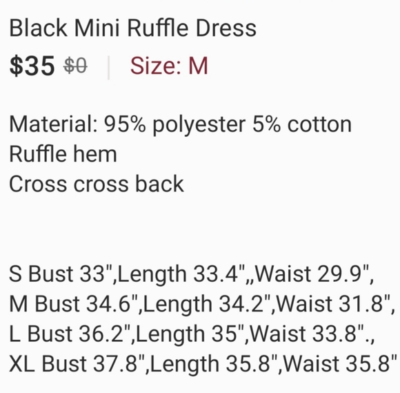 Black Mini Ruffle Dress - Picture 3 of 3